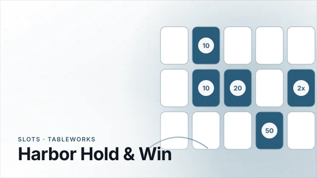 Harbor Hold & Win — abstract slots artwork by TableWorks (fictional demo game)